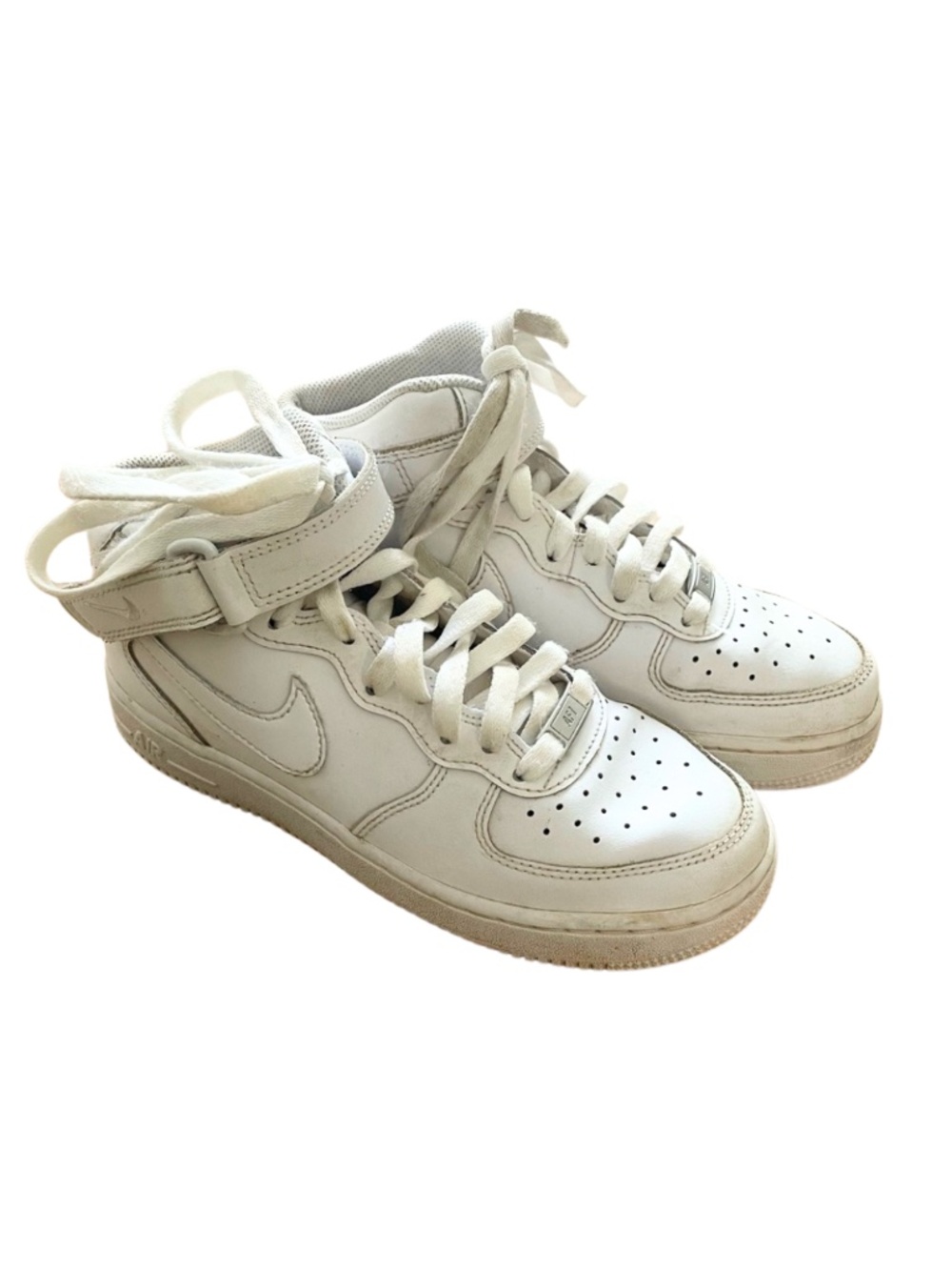 Nike Air Force Mid Boys Youth 5 White High-Top Sneakers #0245